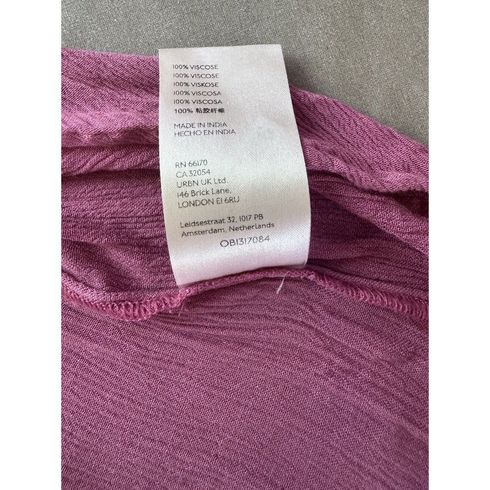 Free People Tie Front Crinkle Gauze Tunic Top Pink Boho Long Sleeve S - Picture 7 of 9
